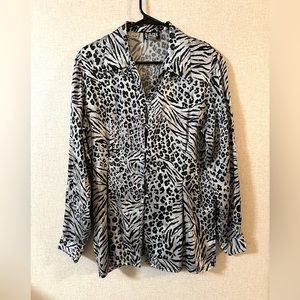 Quo-silk silk animal print blouse vintage